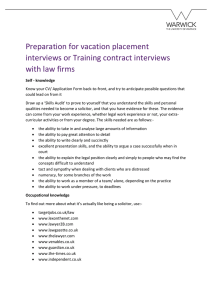 Preparation for vacation placement interviews or Training contract interviews with law firms