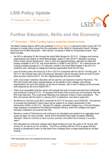 LSIS Policy Update Further Education, Skills and the Economy 14