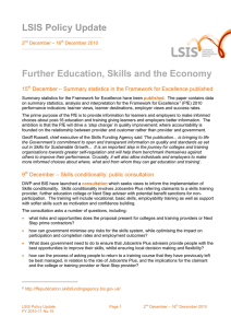 LSIS Policy Update Further Education, Skills and the Economy 15