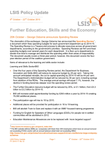 LSIS Policy Update Further Education, Skills and the Economy