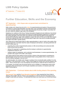 LSIS Policy Update Further Education, Skills and the Economy 29