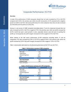 Corporate Performance: H1-FY15  s ic