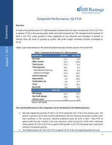 Corporate Performance: Q1 FY14  s ic