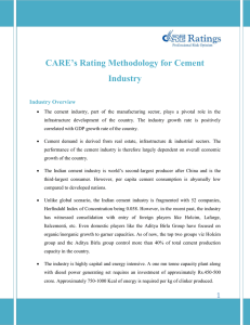 CARE’s Rating Methodology for Cement Industry Industry Overview