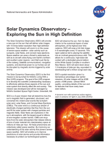 Solar Dynamics Observatory – Exploring the Sun in High Deﬁnition