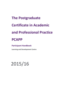 2015/16 The Postgraduate Certificate in Academic and Professional Practice