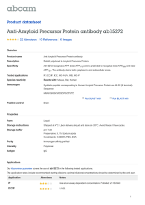 Anti-Amyloid Precursor Protein antibody ab15272 Product datasheet 22 Abreviews 6 Images