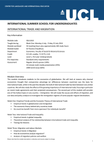 INTERNATIONAL SUMMER SCHOOL FOR UNDERGRADUATES INTERNATIONAL TRADE AND MIGRATION Key Information