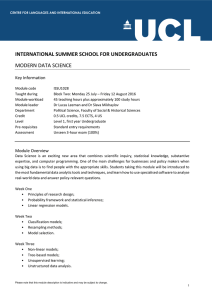 INTERNATIONAL SUMMER SCHOOL FOR UNDERGRADUATES MODERN DATA SCIENCE Key Information