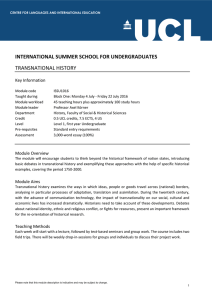 INTERNATIONAL SUMMER SCHOOL FOR UNDERGRADUATES TRANSNATIONAL HISTORY Key Information