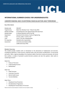 INTERNATIONAL SUMMER SCHOOL FOR UNDERGRADUATES UNDERSTANDING AND COUNTERING RADICALISATION AND TERRORISM