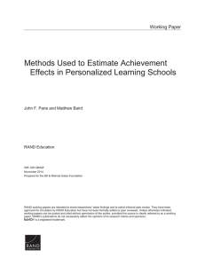 Methods Used to Estimate Achievement Effects in Personalized Learning Schools Working Paper