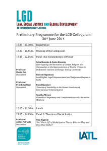 Preliminary Programme for the LGD Colloquium 30 June 2014
