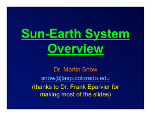 Sun-Earth System Overview  Dr. Martin Snow