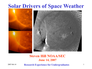 Solar Drivers of Space Weather Steven Hill NOAA/SEC June 14, 2007