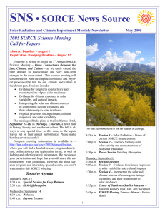SNS • SORCE News Source 2005 SORCE Science Meeting Call for Papers –