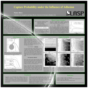 Capture Probability under the Influence of Adhesion Nicole Albers Binary Contact Dynamics Laboratory for Atmospheric and Space Physics, University of Colorado at Boulder, USA
