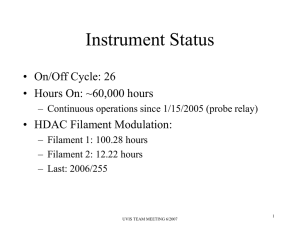 Instrument Status • On/Off Cycle: 26 • Hours On: ~60,000 hours