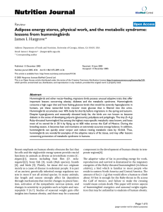 Nutrition Journal Adipose energy stores, physical work, and the metabolic syndrome: