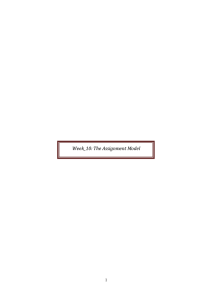 Week_10: The Assignment Model  1