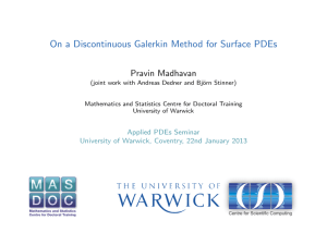 On a Discontinuous Galerkin Method for Surface PDEs Pravin Madhavan