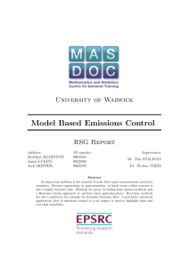 Model Based Emissions Control University of Warwick RSG Report