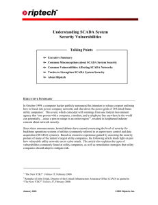 Understanding SCADA System Security Vulnerabilities Talking Points