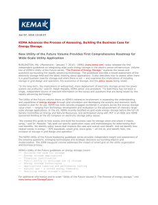 KEMA Advances the Process of Assessing, Building the Business Case... Energy Storage