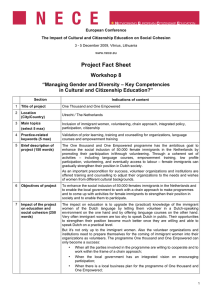 Project Fact Sheet Workshop 8 “Managing Gender and Diversity – Key Competencies