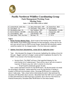 Pacific Northwest Wildfire Coordinating Group Fuels Management Working Team Meeting Notes