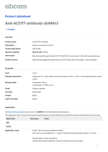 Anti-ACOT7 antibody ab88433 Product datasheet 2 Images Overview