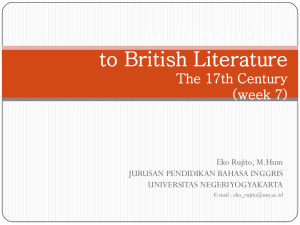 An Introduction to British Literature The 17th Century (week 7)