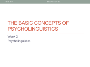 THE BASIC CONCEPTS OF PSYCHOLINGUISTICS Week 2 Psycholinguistics