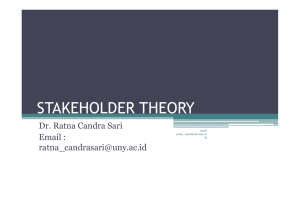 STAKEHOLDER THEORY Dr. Ratna Candra Sari Email :