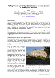 Visiting Gunma University: Some Lessons and Impressions of Visiting Prof. Nishitani