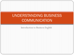 UNDERSTANDING BUSINESS COMMUNICATION Introduction to Business English