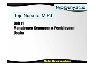 Tejo Nurseto, M.Pd Bab 11 Manajemen Keuangan &amp; Pembiayaan