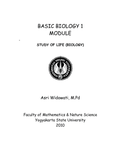 BASIC BIOLOGY 1 MODULE Asri Widowati, M.Pd