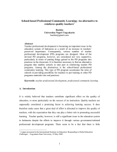 School-based Professional Community Learning: An alternative to reinforce quality teachers