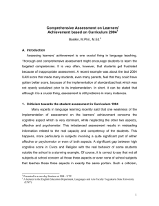 Comprehensive Assessment on Learners’ Achievement based on Curriculum 2004
