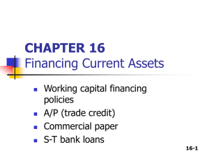 CHAPTER 16 Financing Current Assets Working capital financing policies