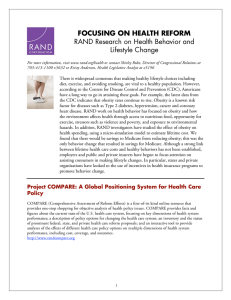 FOCUSING ON HEALTH REFORM RAND Research on Health Behavior and