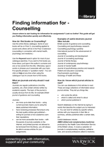 Finding information for - Counselling