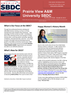 Prairie View A&amp;M University SBDC  What is Our Focus at the SBDC?