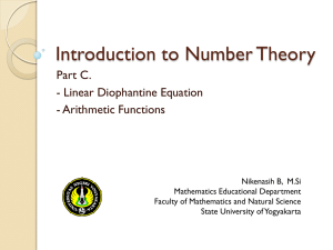 Introduction to Number Theory Part C. - Linear Diophantine Equation - Arithmetic Functions