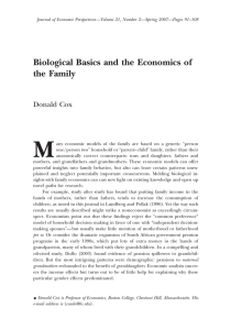 M Biological Basics and the Economics of the Family Donald Cox
