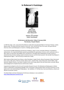 In Robeson’s Footsteps  Performance and discussion: Friday 15 January 2016