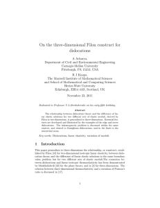 On the three-dimensional Filon construct for dislocations