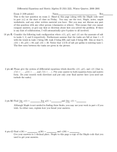 Diﬀerential Equations and Matrix Algebra II (MA 222), Winter Quarter,... Exam 2 (100 points) Name