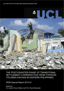 THE POST-DISASTER PHASE OF TRANSITIONAL SETTLEMENT: A PERSPECTIVE FROM TYPHOON